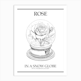 Rose In A Snow Globe Line Drawing 1 Poster Art Print