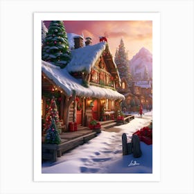 Sunset in the Christmas Village Art Print