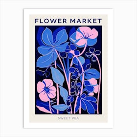 Blue Flower Market Poster Sweet Pea 1 Art Print