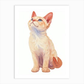 Devon Rex Cat Clipart Illustration 2 Art Print