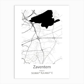 Zaventem,Belgium Minimalist Map Art Print