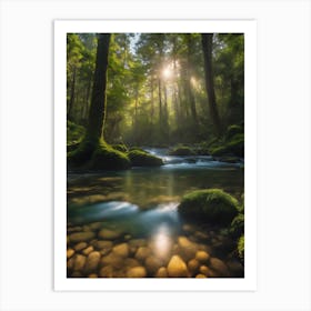 Mossy River In The Forest Art Print