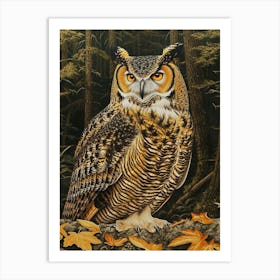 Verreauxs Eagle Owl Relief Illustration 3 Art Print