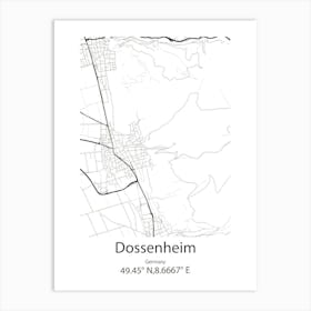 Dossenheim,Germany Minimalist Map Art Print