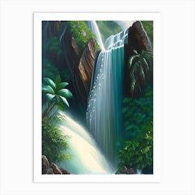 Diamond Falls, Saint Lucia Peaceful Oil Art  Art Print