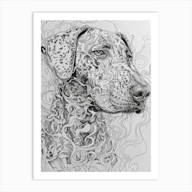 Plott Hound Dog Line Sketch 2 Art Print