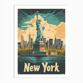 Aihrgdesign A Retro Travel Poster For New York Art Print