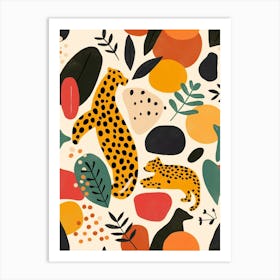 Leopards And Leaves Art Print