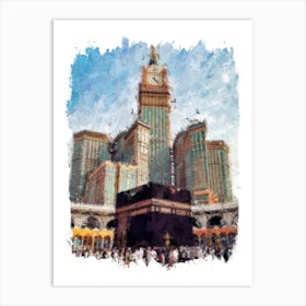 Masjid al-Haram Kaaba in Mecca in Impressionist Digital Painting Art Print