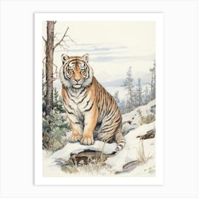 Storybook Animal Watercolour Siberian Tiger 2 Art Print