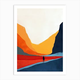 Man Walking In The Desert, Minimalism, Boho Art Print