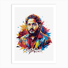 Post Malone 01 Portrait Music Icon WPAP Pop Art Style Art Print