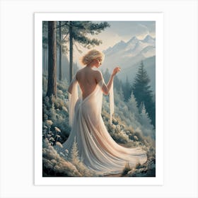 Collage Art of Beautiful Woman in The Forest #3 Art Print