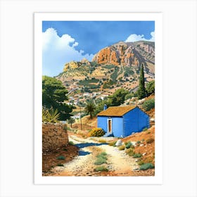 Blue House In The Mountains Art Print