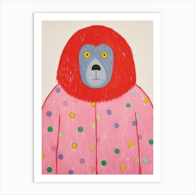 Pink Polka Dot Orangutan Art Print