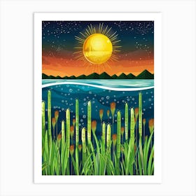 Reeds In The Water Art Print