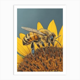 Halictidae Bee Storybook Illustration 6 Art Print