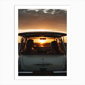 Sunset In A Car Art Print