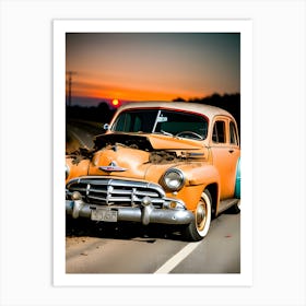 Old Car At Sunset 3 Art Print