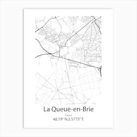 La Queue En Brie,France Minimalist Map Art Print