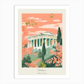 Parthenon   Athens, Greece   Cute Botanical Illustration Travel 2 Poster Art Print