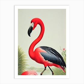 Flamingo James Audubon Vintage Style Bird Art Print