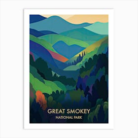 Great Smokey National Park Travel Poster Matisse Style 2 Art Print