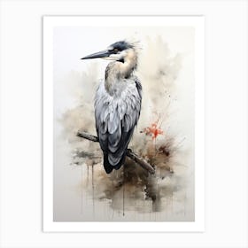 Pelican, Japanese Brush Painting, Ukiyo E, Minimal 4 Art Print