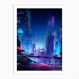 A Full Scale Concept Illustration Of An Urban Future Landscape Bathed In A Sea Of Electric Movement (6) Art Print