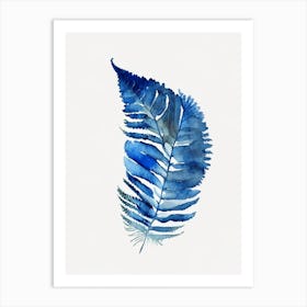 Crisped Blue Fern Watercolour Art Print