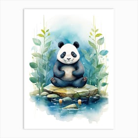 Panda Art Meditating Watercolour 3 Art Print