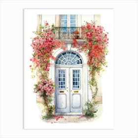 Lisbon, Portugal   Mediterranean Doors Watercolour Painting 3 Art Print