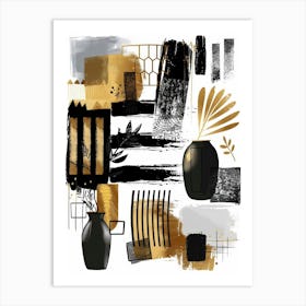 Abstract Black And Gold 3 Art Print