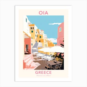 Oia, Greece, Flat Pastels Tones Illustration 3 Poster Art Print