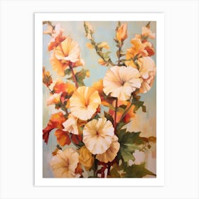 Fall Flower Painting Hollyhock 2 Art Print