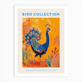 Colourful Brushstroke Peacock 5 Poster Art Print