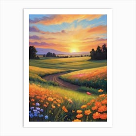 Sunset In The Field 11 Art Print