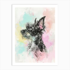 Pastel Terrier Dog Pastel Illustration 1 Art Print