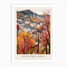 Autumn City Park Painting Princes Street Gardens Edinburgh 3 Poster Art Print