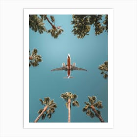 Airplane Flying Over Palm Trees 4 Art Print