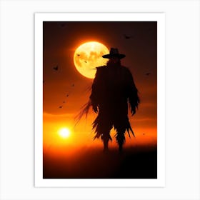 Scarecrow At Sunset Art Print