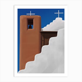The Brown Bell Tower Santorini Art Print