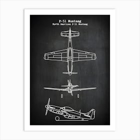 P 51 Mustang Airplane P 51 Mustang Plane Aircraft Decor Plane Decor Art Airplane Blueprint Airplane Art P51 Mustang1 Art Print