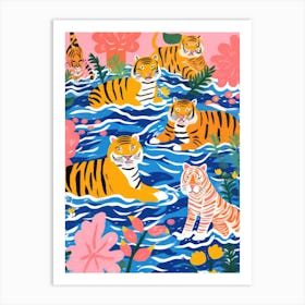 Tiger In The Water Art Print