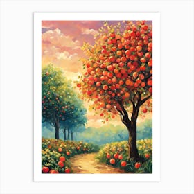 Apple Trees At Sunset Art Print