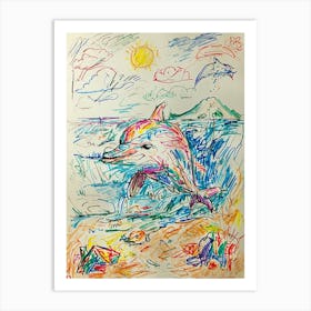 Dolphins In The Sea 2 Art Print