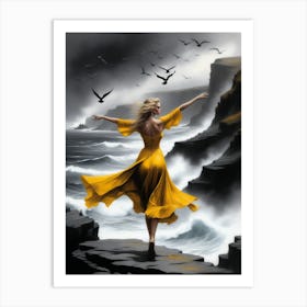 Girl In A Yellow Dress 1 Art Print