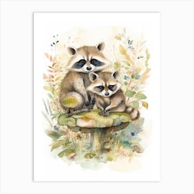 A Raccoons Watercolour Illustration Storybook 2 Art Print