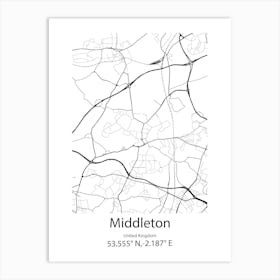 Middleton,United Kingdom Minimalist Map Art Print