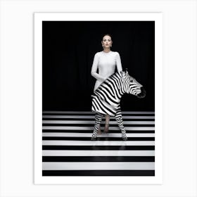 Zebra Standing At The Center Of An Optical Illusion Stripes Morphing And Intertwining In A Mesmeriz Art Print